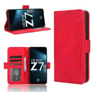 For vivo iQOO Z7x Skin Feel Calf Texture Card Slots Leather Phone Case(Red)