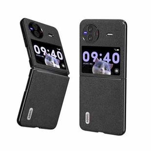 For vivo X Flip Genuine Leather Luolai Series Phone Case(Black)