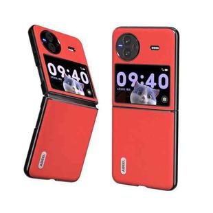 For vivo X Flip Genuine Leather Luolai Series Phone Case(Red)