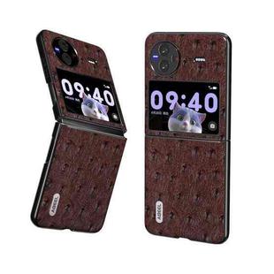 For vivo X Flip Genuine Leather Ostrich Texture Phone Case(Coffee)