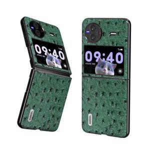 For vivo X Flip Genuine Leather Ostrich Texture Phone Case(Green)