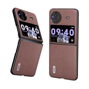 For vivo X Flip Genuine Leather Xiaoya Series Phone Case(Coffee)