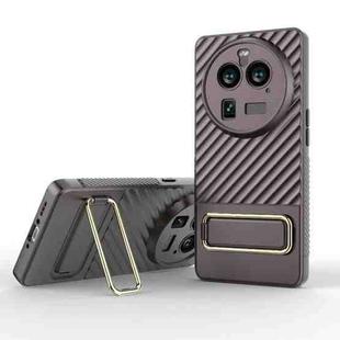 For OPPO Find X6 Pro 5G Wavy Textured Phone Case with Lens Film(Brown)