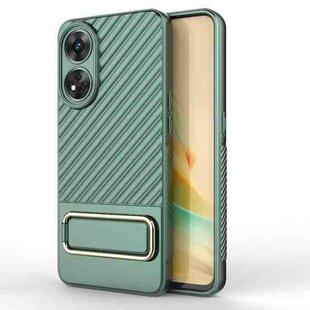 For OPPO Reno8 T 4G Wavy Textured Phone Case with Lens Film(Green)