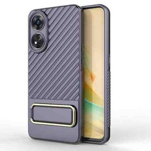 For OPPO Reno8 T 4G Wavy Textured Phone Case with Lens Film(Purple)