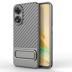 For OPPO Reno8 T 4G Wavy Textured Phone Case with Lens Film(Grey)