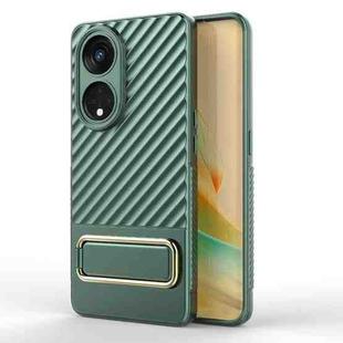 For OPPO Reno8 T 5G Wavy Textured Phone Case with Lens Film(Green)