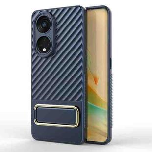 For OPPO Reno8 T 5G Wavy Textured Phone Case with Lens Film(Blue)