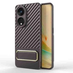 For OPPO Reno8 T 5G Wavy Textured Phone Case with Lens Film(Brown)