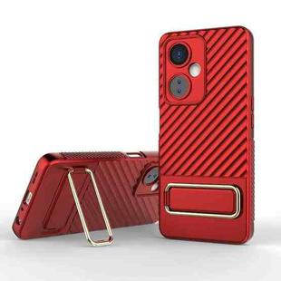 For OnePlus Nord CE 3 Wavy Textured Phone Case with Lens Film(Red)