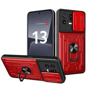 For Xiaomi 13 Sliding Camshield TPU+PC Phone Case with Card Slot(Red)