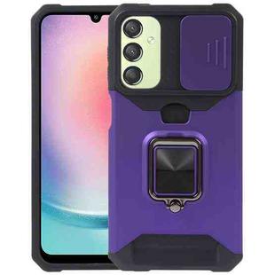 For Samsung Galaxy A24 4G Camera Shield Card Slot PC+TPU Phone Case(Purple)