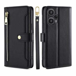 For Xiaomi Redmi Note 12 Turbo Sheep Texture Cross-body Zipper Wallet Leather Phone Case(Black)