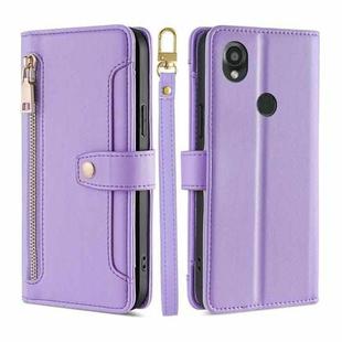 For Kyocera Digno SX3-KYG02 Sheep Texture Cross-body Zipper Wallet Leather Phone Case(Purple)