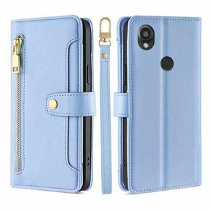 For Kyocera Digno SX3-KYG02 Sheep Texture Cross-body Zipper Wallet Leather Phone Case(Blue)