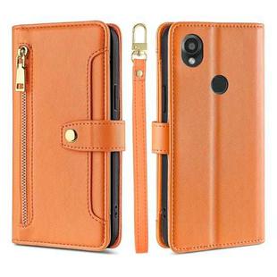 For Kyocera Digno SX3-KYG02 Sheep Texture Cross-body Zipper Wallet Leather Phone Case(Orange)