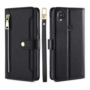 For Kyocera Digno SX3-KYG02 Sheep Texture Cross-body Zipper Wallet Leather Phone Case(Black)