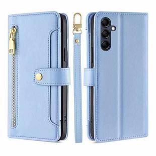 For Samsung Galaxy M14 5G Sheep Texture Cross-body Zipper Wallet Leather Phone Case(Blue)