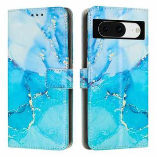 For Google Pixel 8 Painted Marble Pattern Leather Phone Case(Blue Green)