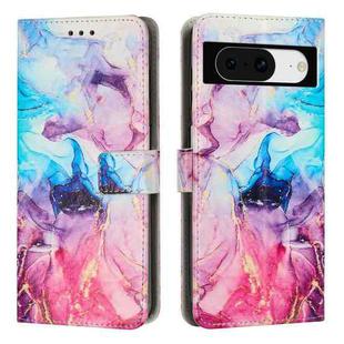 For Google Pixel 8 Painted Marble Pattern Leather Phone Case(Pink Purple)