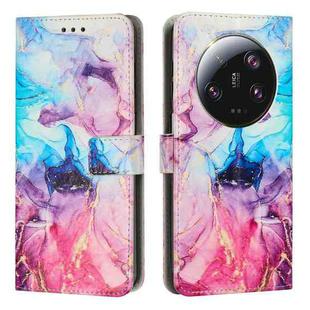 For Xiaomi 13 Ultra Painted Marble Pattern Leather Phone Case(Pink Purple)