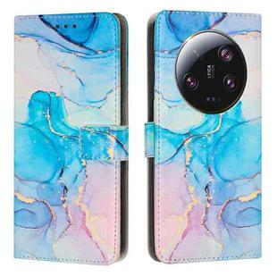 For Xiaomi 13 Ultra Painted Marble Pattern Leather Phone Case(Pink Green)