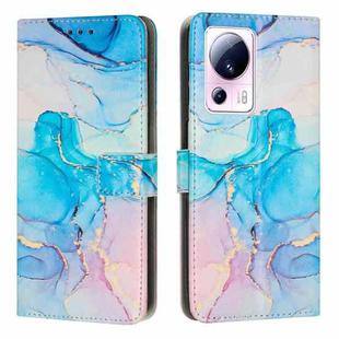 For Xiaomi Civi 2 / 13 Lite Painted Marble Pattern Leather Phone Case(Pink Green)