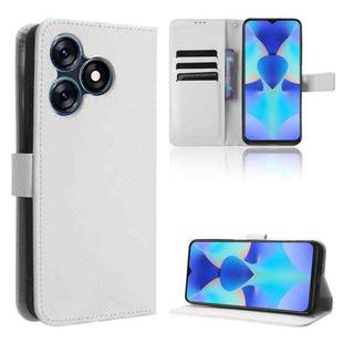 For Tecno Spark 10 4G Diamond Texture Leather Phone Case(White)