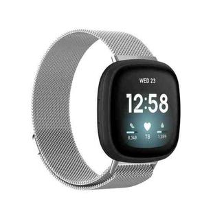 For Fitbit Versa 4 Milanese Magnetic Metal Weave Watchband, Small Size(Silver)