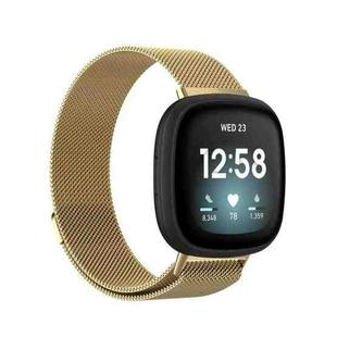 For Fitbit Versa 4 Milanese Magnetic Metal Weave Watchband, Small Size(Gold)