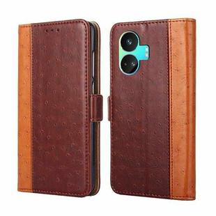 For Realme GT Neo5 SE Ostrich Texture Horizontal Flip Leather Phone Case(Brown)