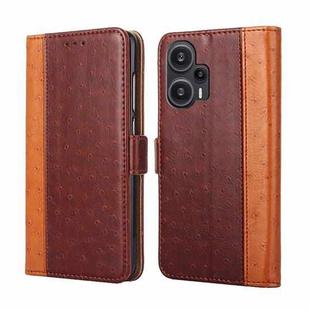 For Xiaomi Redmi Note 12 Turbo Ostrich Texture Horizontal Flip Leather Phone Case(Brown)