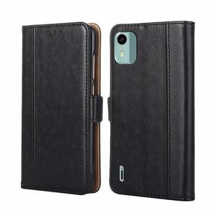 For Nokia C12 Ostrich Texture Horizontal Flip Leather Phone Case(Black)