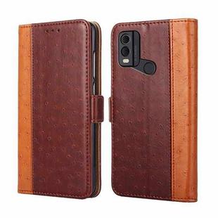 For Nokia C22 Ostrich Texture Horizontal Flip Leather Phone Case(Brown)