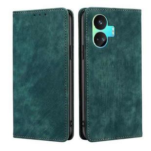 For Realme GT Neo5 SE RFID Anti-theft Brush Magnetic Leather Phone Case(Green)