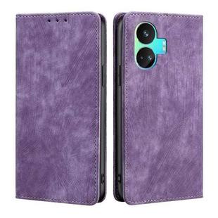 For Realme GT Neo5 SE RFID Anti-theft Brush Magnetic Leather Phone Case(Purple)