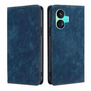 For Realme GT Neo5 SE RFID Anti-theft Brush Magnetic Leather Phone Case(Blue)