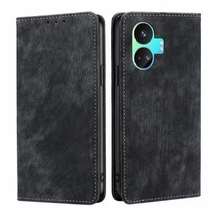 For Realme GT Neo5 SE RFID Anti-theft Brush Magnetic Leather Phone Case(Black)