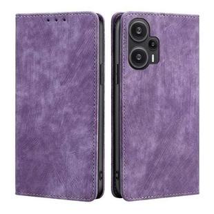 For Xiaomi Redmi Note 12 Turbo RFID Anti-theft Brush Magnetic Leather Phone Case(Purple)