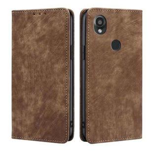 For Kyocera Digno SX3-KYG02 RFID Anti-theft Brush Magnetic Leather Phone Case(Brown)