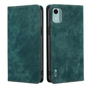 For Nokia C12 RFID Anti-theft Brush Magnetic Leather Phone Case(Green)