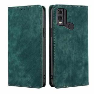 For Nokia C22 RFID Anti-theft Brush Magnetic Leather Phone Case(Green)