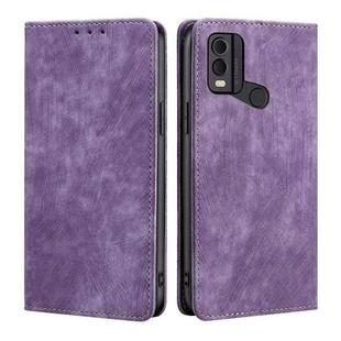 For Nokia C22 RFID Anti-theft Brush Magnetic Leather Phone Case(Purple)