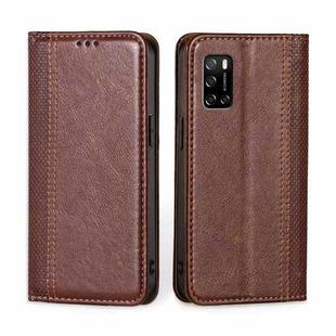 For Rakuten Big S Grid Texture Magnetic Flip Leather Phone Case(Brown)