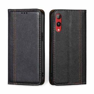 For Rakuten Hand 4G Grid Texture Magnetic Flip Leather Phone Case(Black)