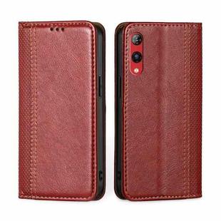 For Rakuten Hand 4G Grid Texture Magnetic Flip Leather Phone Case(Red)