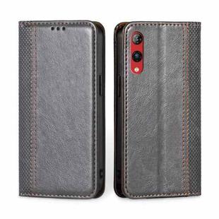 For Rakuten Hand 4G Grid Texture Magnetic Flip Leather Phone Case(Grey)