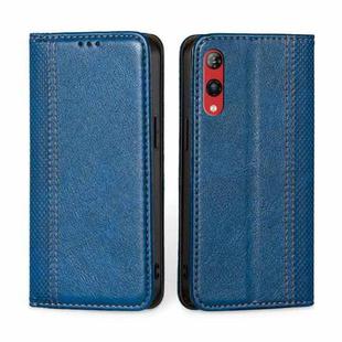 For Rakuten Hand 4G Grid Texture Magnetic Flip Leather Phone Case(Blue)