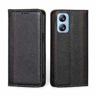 For Blackview A52 Grid Texture Magnetic Flip Leather Phone Case(Black)