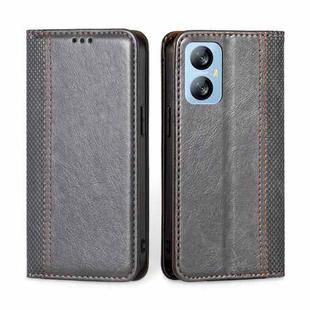 For Blackview A52 Grid Texture Magnetic Flip Leather Phone Case(Grey)